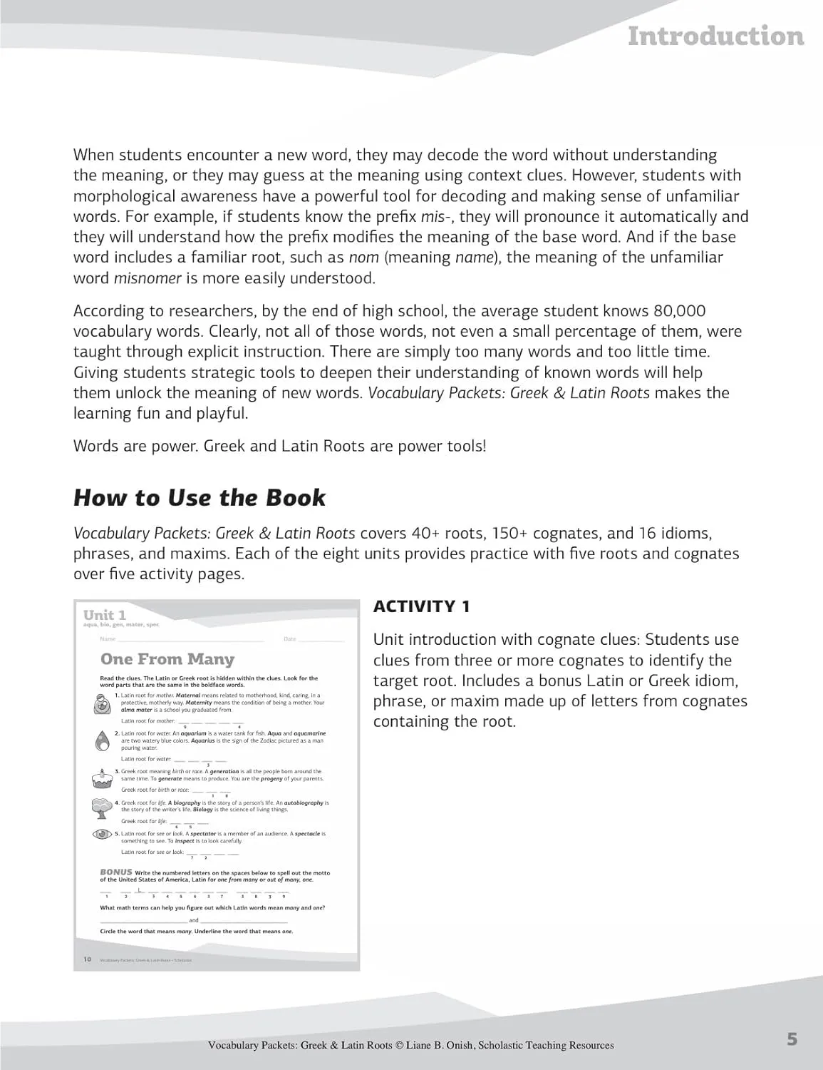 Vocabulary Packets: Greek & Latin Roots: Ready-to-Go Learning Packets That Teach 40 Key Roots and Help Students Unlock