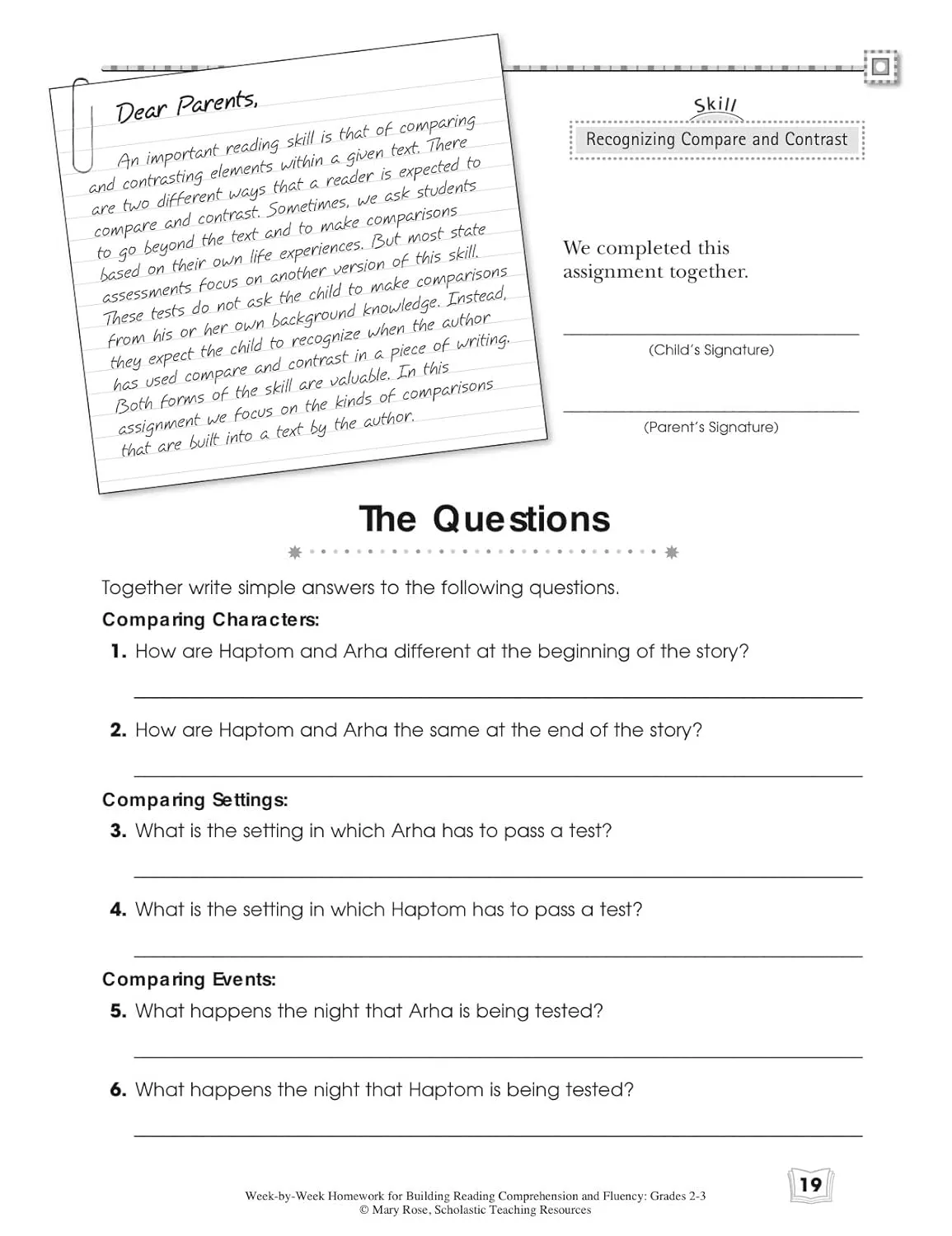 Week-by-Week Homework for Building Reading Comprehension & Fluency: Grades 2–3: 30 Reproducible High-Interest Passages