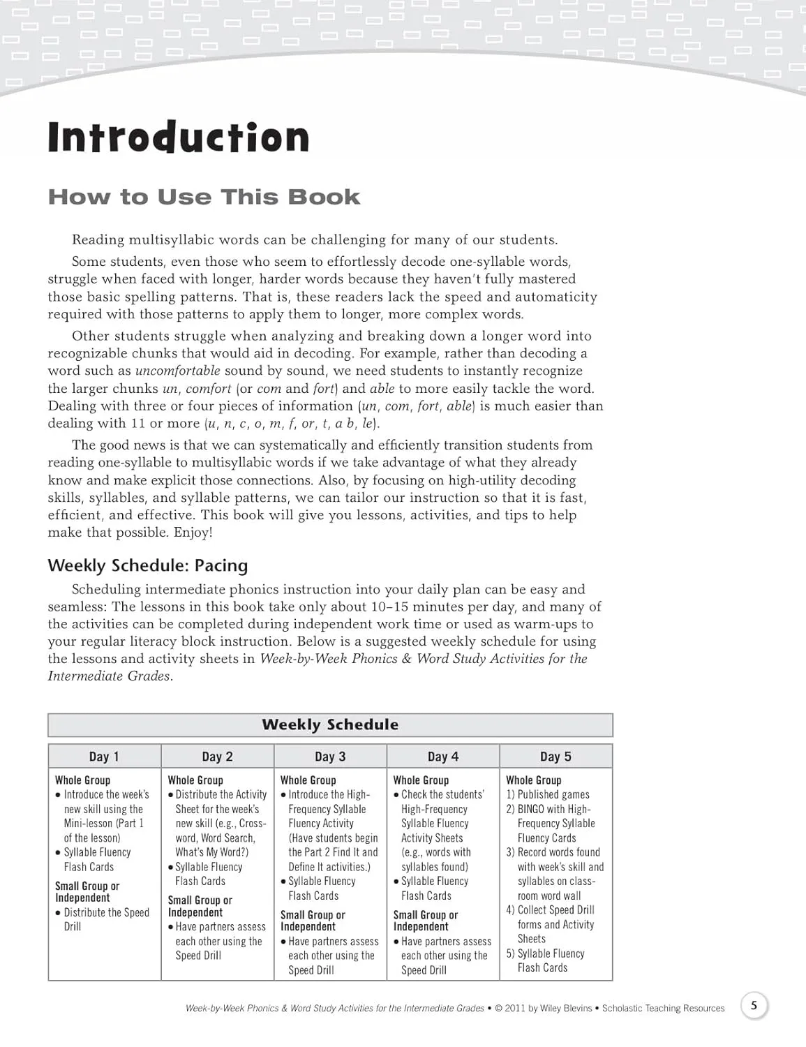 Scholastic Week By Week Phonics and Word Study for the Intermediate Grades, Grades 3-6