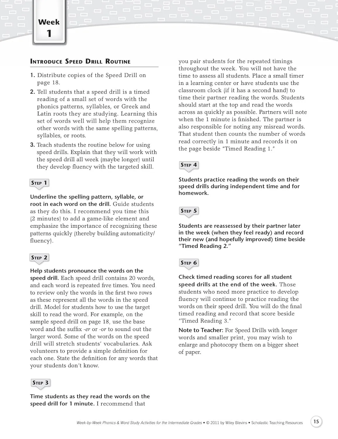 Scholastic Week By Week Phonics and Word Study for the Intermediate Grades, Grades 3-6