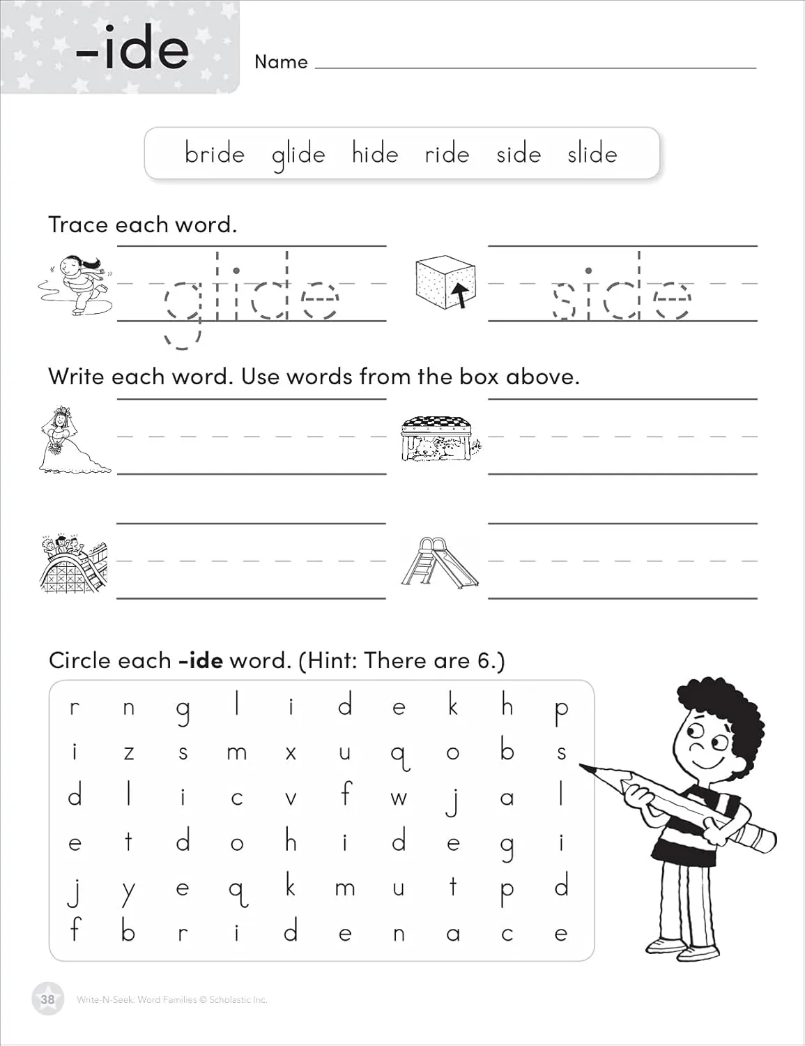 Scholastic Teacher Resources Write-N-Seek Workbook, Word Families, Pre-K - Grade 2