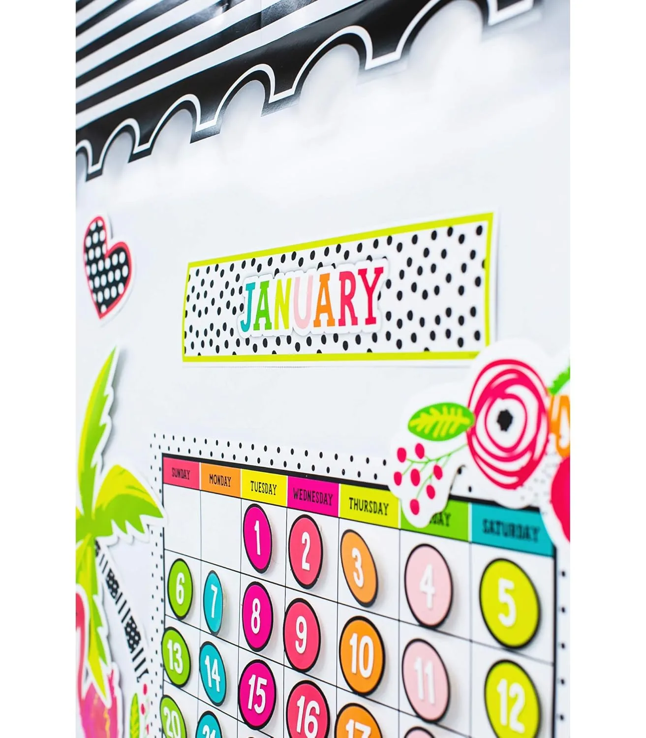 Schoolgirl Style Simply Stylish Tropical 92-Piece Calendar Bulletin Board Set for Classroom