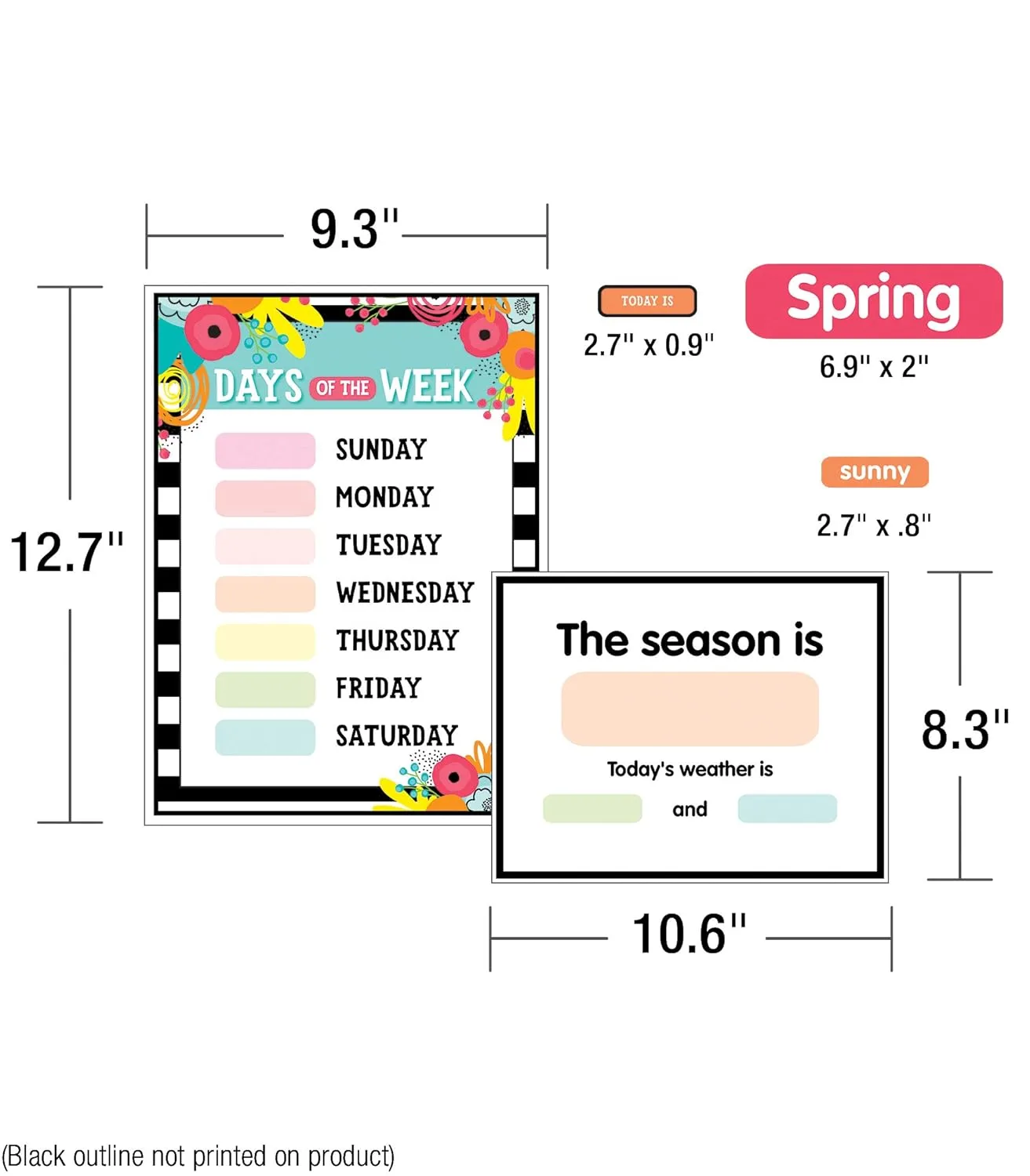 Schoolgirl Style Simply Stylish Tropical 92-Piece Calendar Bulletin Board Set for Classroom