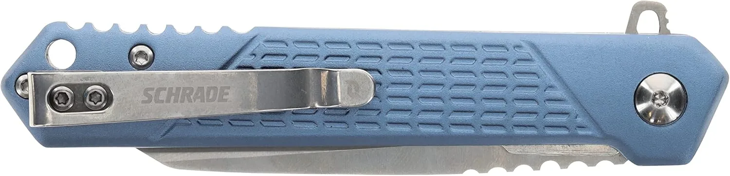 Schrade Delta Class Inert 7.5in with 3.25in AUS-8 Steel Blade and Aluminum Handle for EDC, Blue