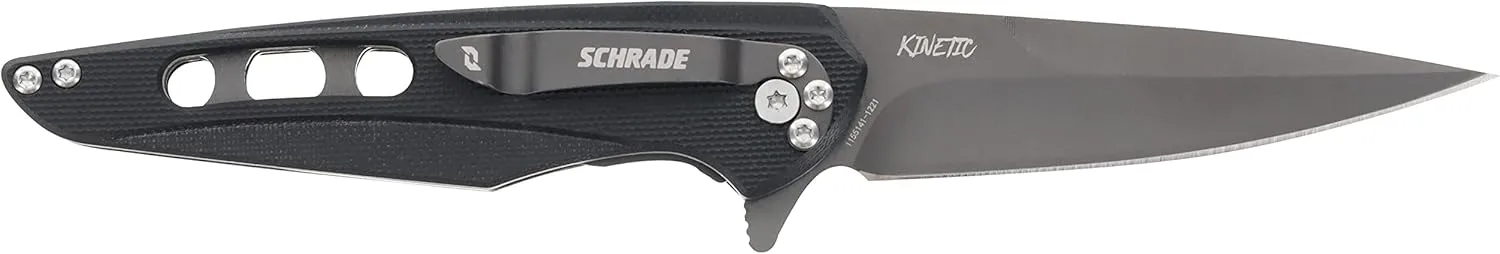 Schrade Delta Class Kinetic BLK Folder 8in with 3.5in AUS-8 Steel Blade and G10 Handle for EDC