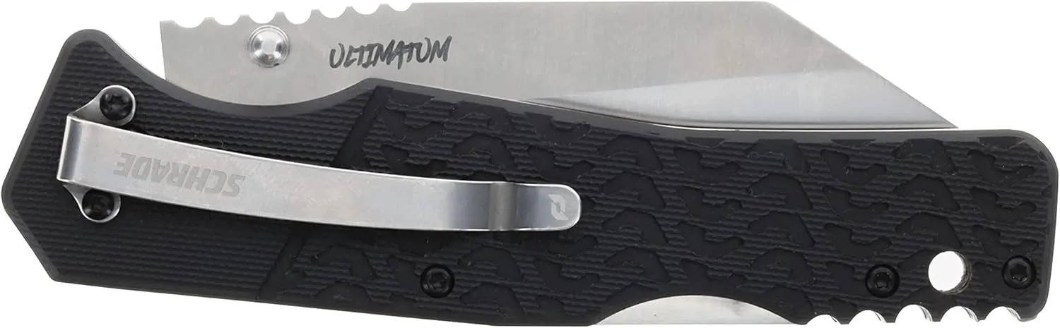 Schrade Delta Class Ultimatum Folder 8in with 3.5in AUS-8 Steel Blade and G10 Handle for Hunting and EDC