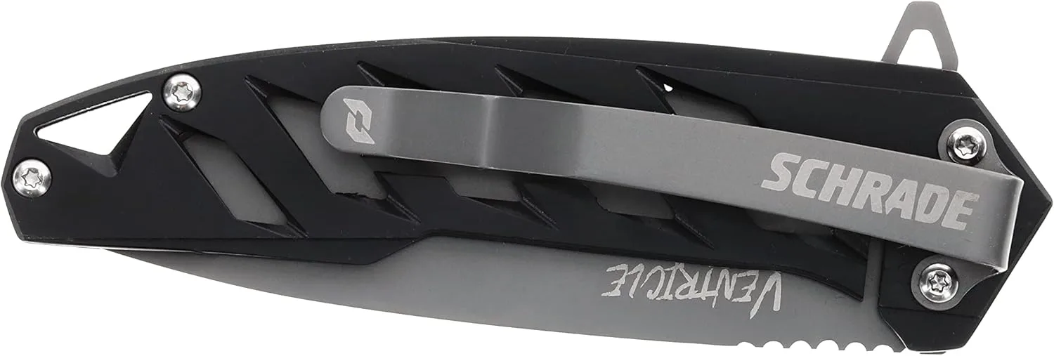 Schrade Delta Class Ventricle Tanto Folder 7in with 3in AUS-10 Steel Blade and Aluminum Handle for EDC