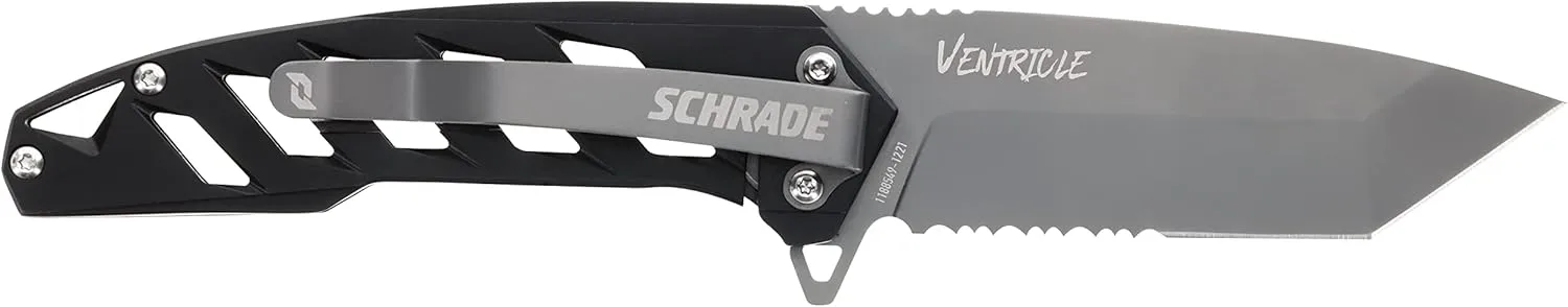 Schrade Delta Class Ventricle Tanto Folder 7in with 3in AUS-10 Steel Blade and Aluminum Handle for EDC