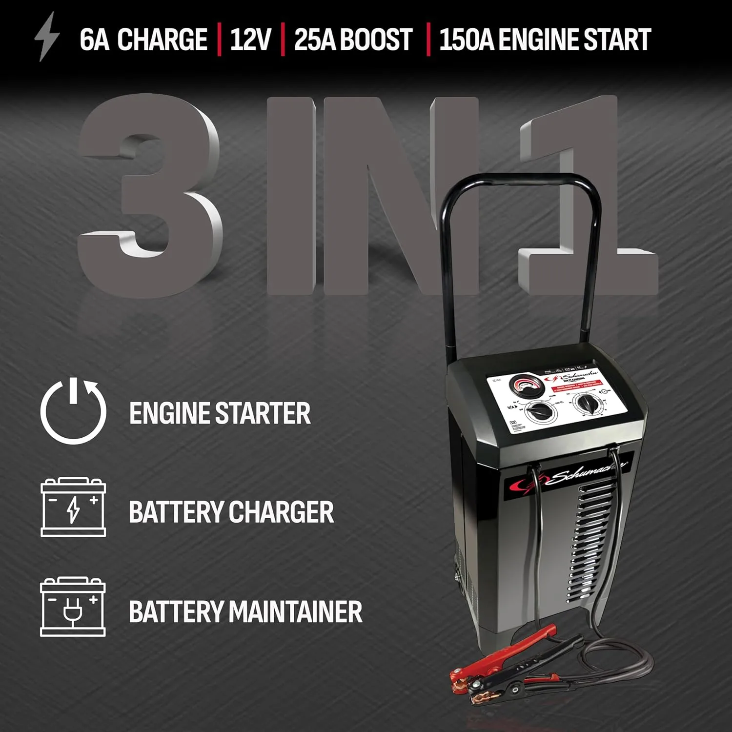 SCHUMACHER ELECTRIC Wheeled Manual Battery Charger & Engine Starter