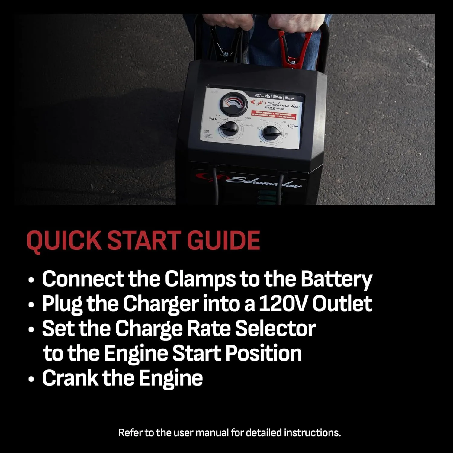 SCHUMACHER ELECTRIC Wheeled Manual Battery Charger & Engine Starter