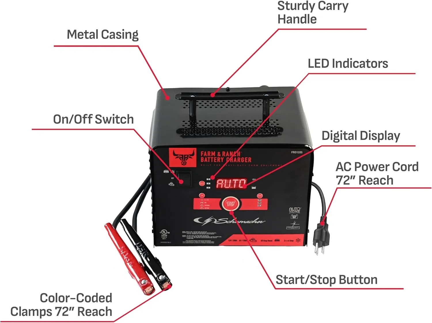 Schumacher Electric Farm & Ranch 4-in-1 6A Charger & 200A Engine Starter FR01335