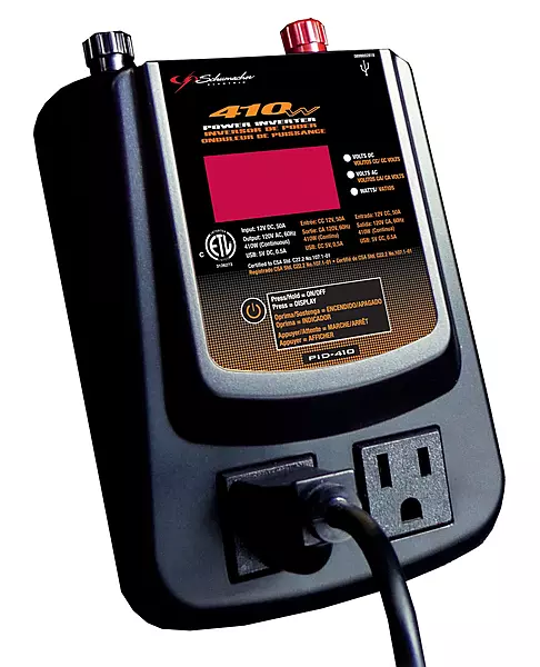 Schumacher PID-410 DC to AC Power Inverter - 400W - with AC and USB Power Ports to Power Mobile Devices, Gray