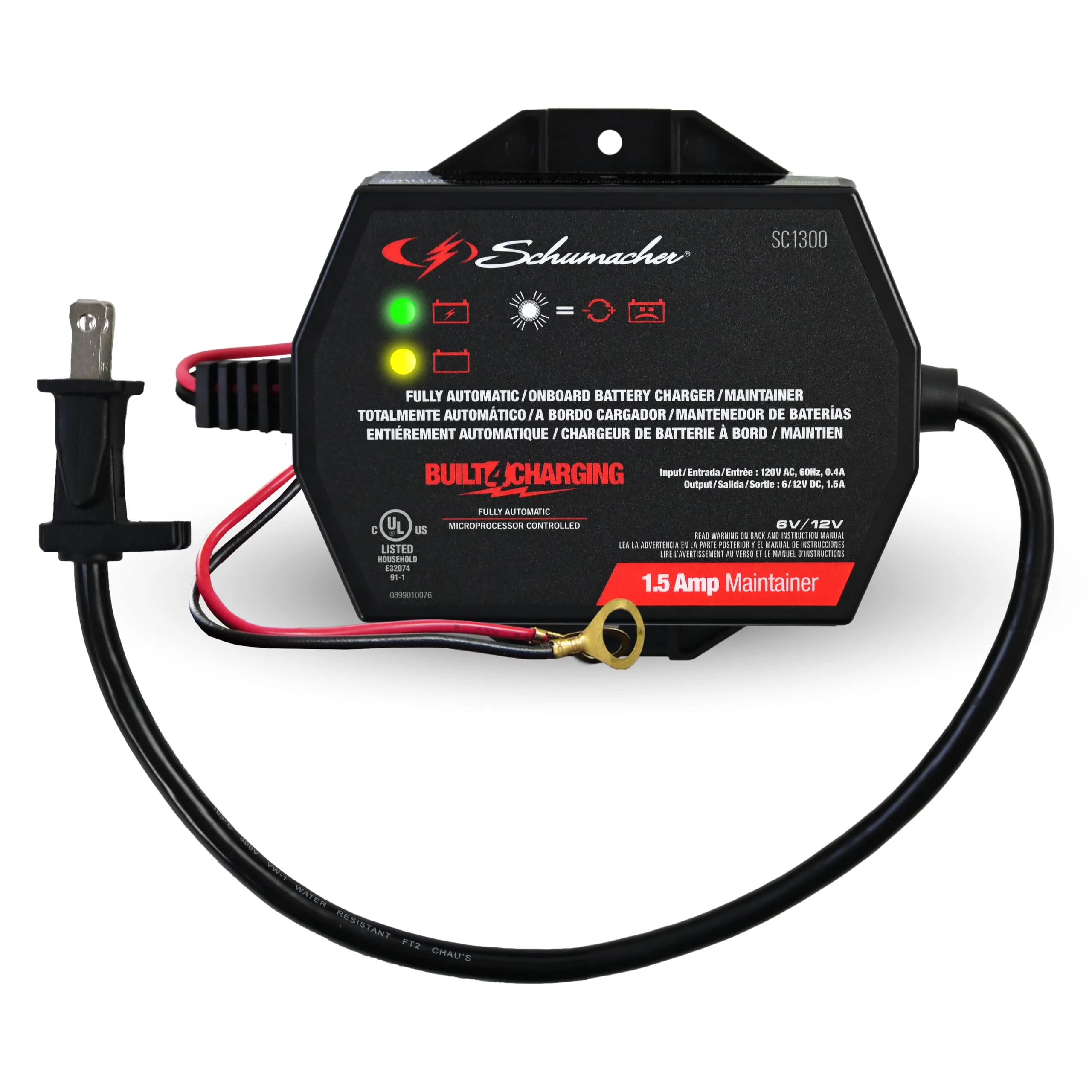 Schumacher SC1300 1.5A Battery Charger & Maintainer, 6V/12V 3-in-1