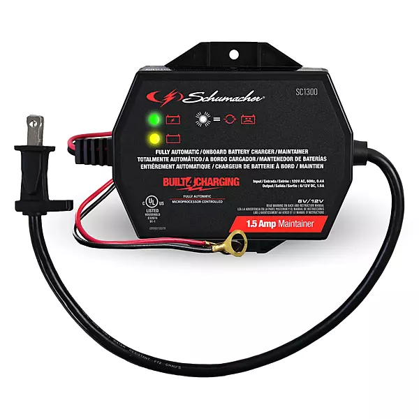 Schumacher SC1300 1.5A Battery Charger & Maintainer, 6V/12V 3-in-1