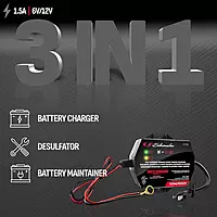 Schumacher SC1300 1.5A Battery Charger & Maintainer, 6V/12V 3-in-1