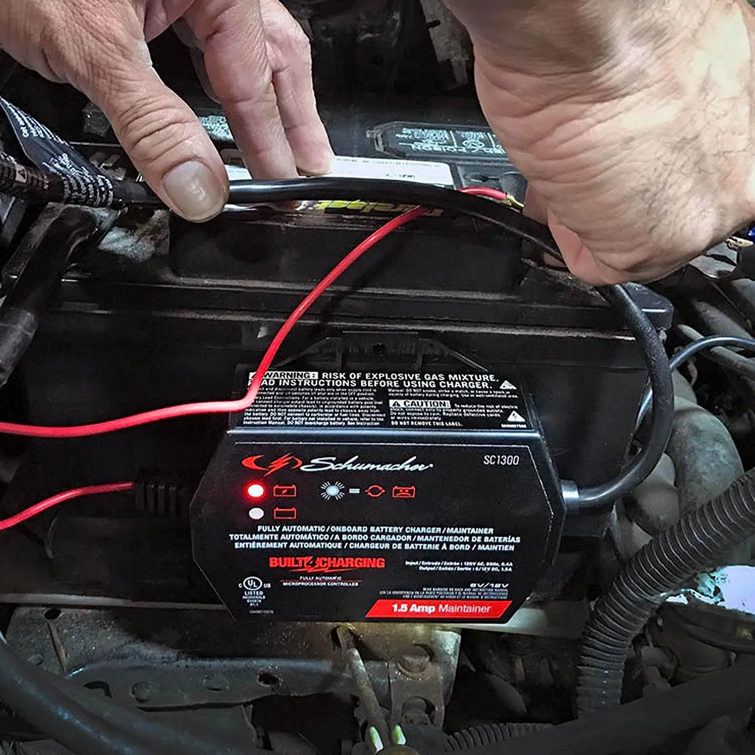 Schumacher SC1300 1.5A Battery Charger & Maintainer, 6V/12V 3-in-1