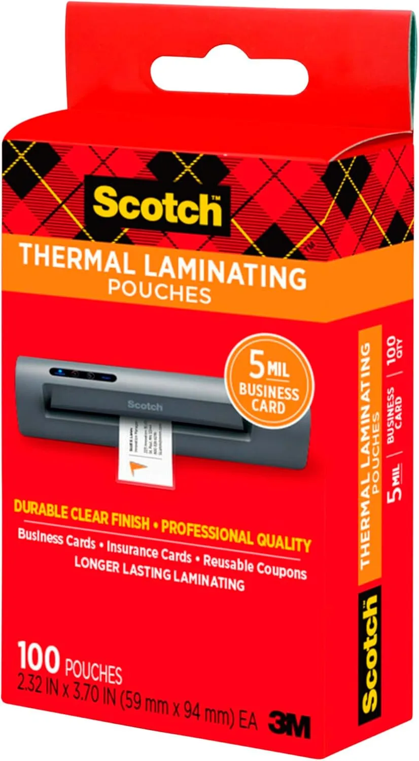 SCOTCH Thermal Laminating Pouches, 5 mil, Clear