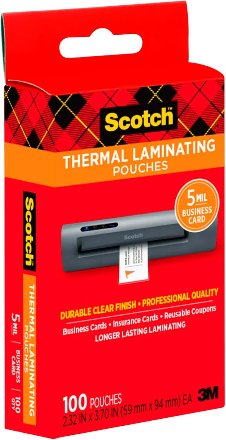 SCOTCH Thermal Laminating Pouches, 5 mil, Clear