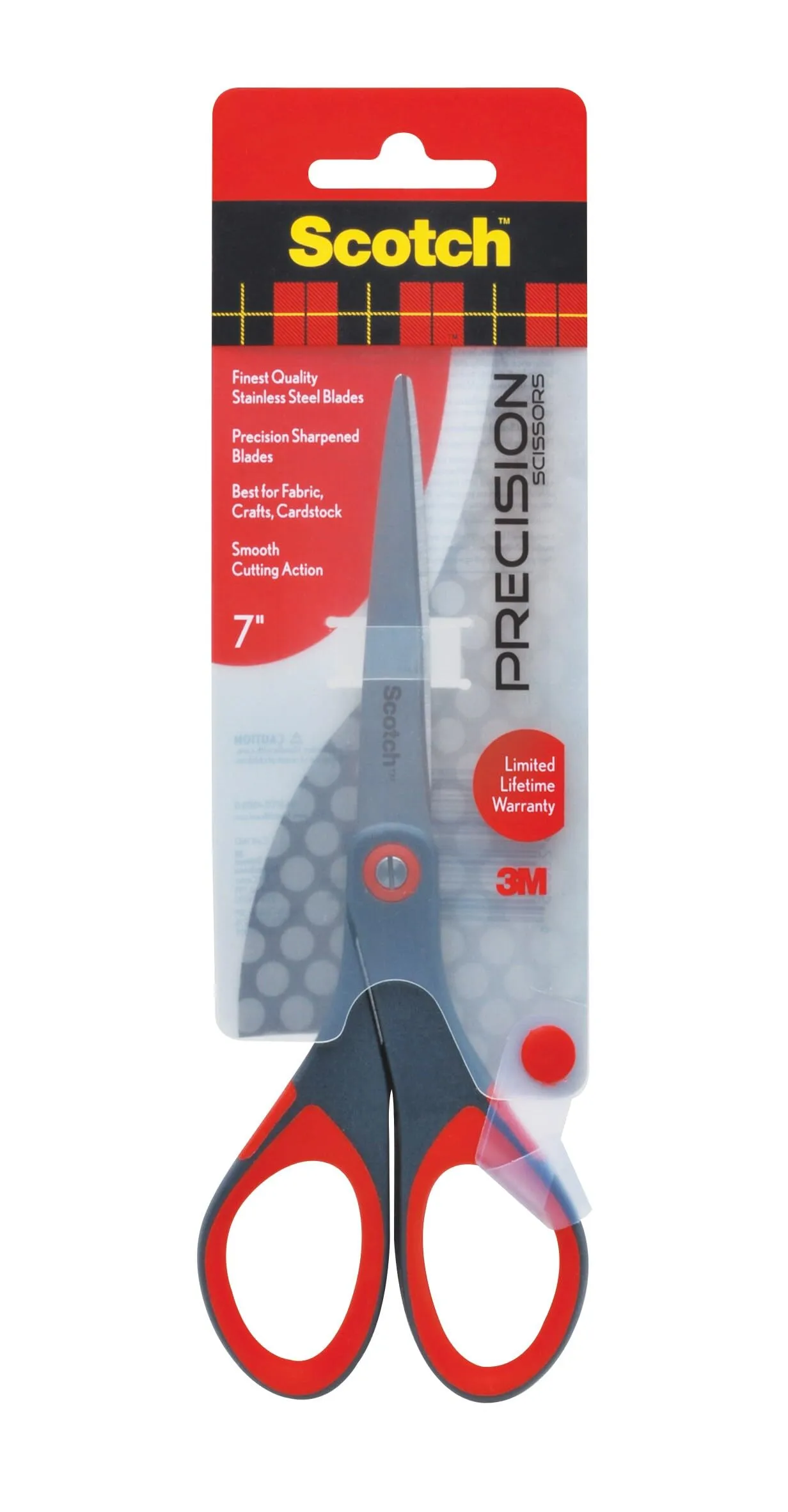 Scotch Precision Scissors, 7-Inch, Stainless Steel, Grey/Red (1447)