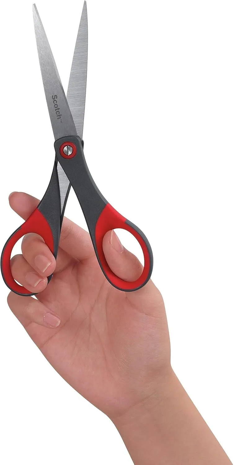 Scotch Precision Scissors, 7-Inch, Stainless Steel, Grey/Red (1447)