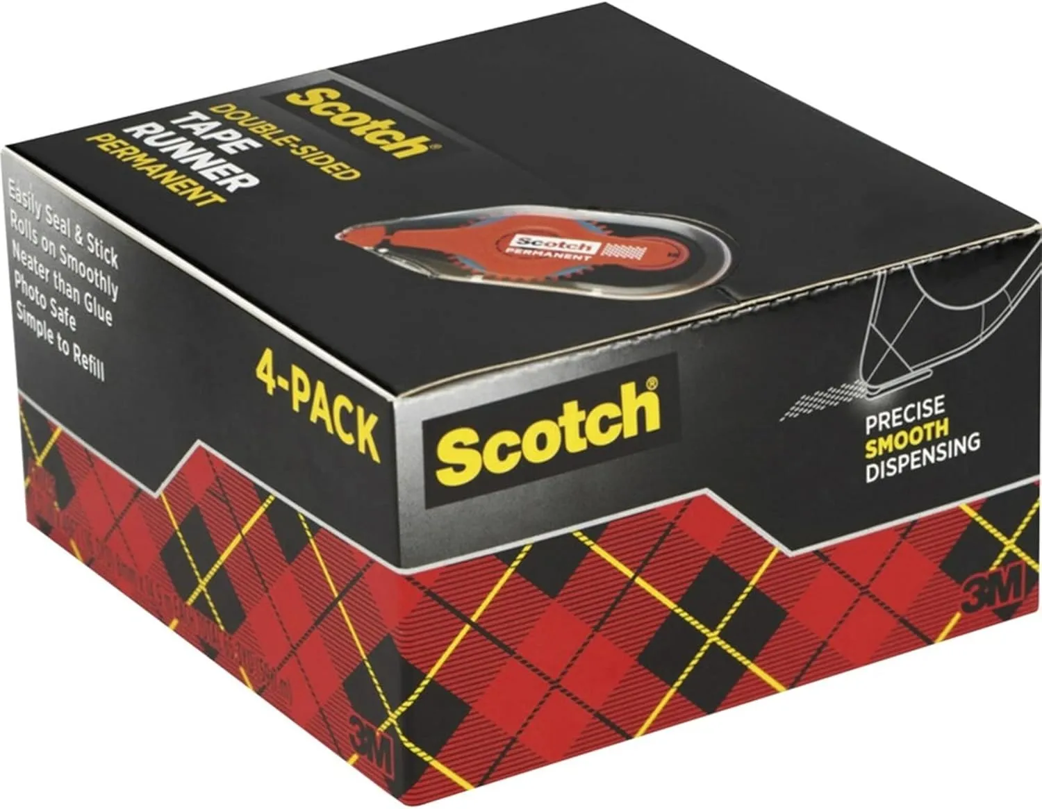 Scotch Adhesive Dot Roller Value Pack, .31 in x 49 ft, Great for Home Office, Scrapbooking, and Art Projects, 4-Pack