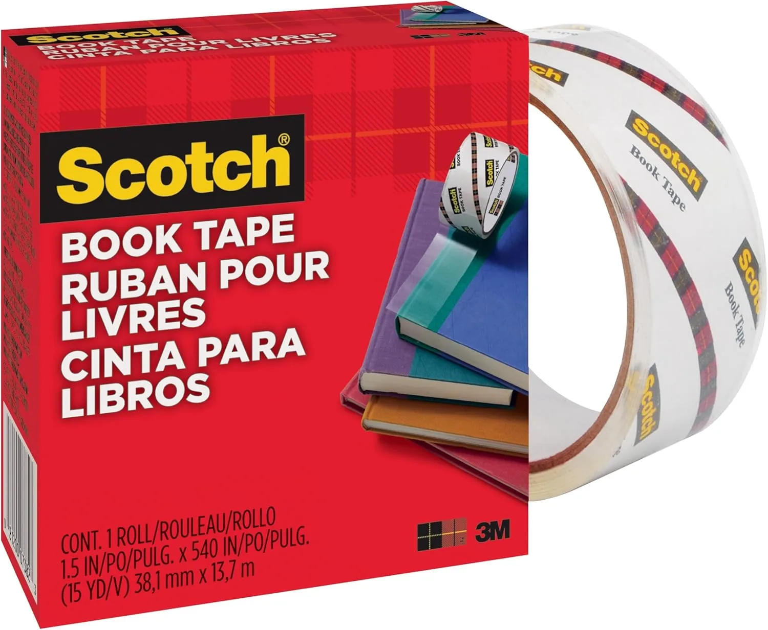 Scotch Book Tape, 1.5 in x 540 in, 1 Roll/Pack, Excellent for Repairing, Reinforcing Protecting, and Covering (845-150)