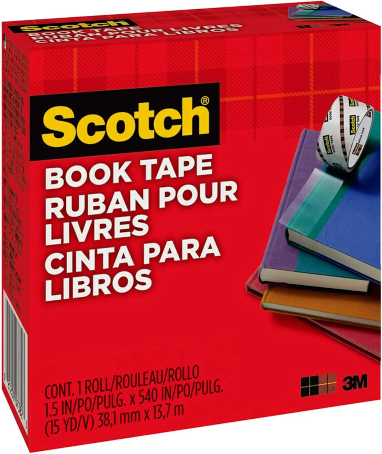Scotch Book Tape, 1.5 in x 540 in, 1 Roll/Pack, Excellent for Repairing, Reinforcing Protecting, and Covering (845-150)