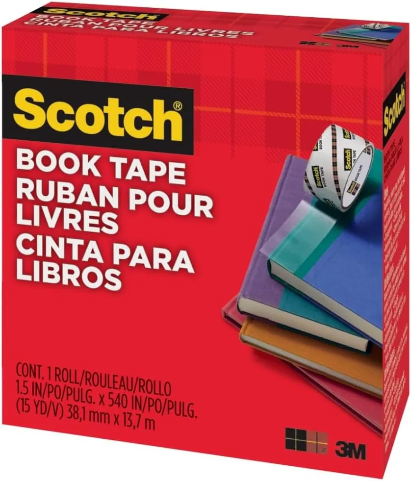 Scotch Book Tape, 1.5 in x 540 in, 1 Roll/Pack, Excellent for Repairing, Reinforcing Protecting, and Covering (845-150)