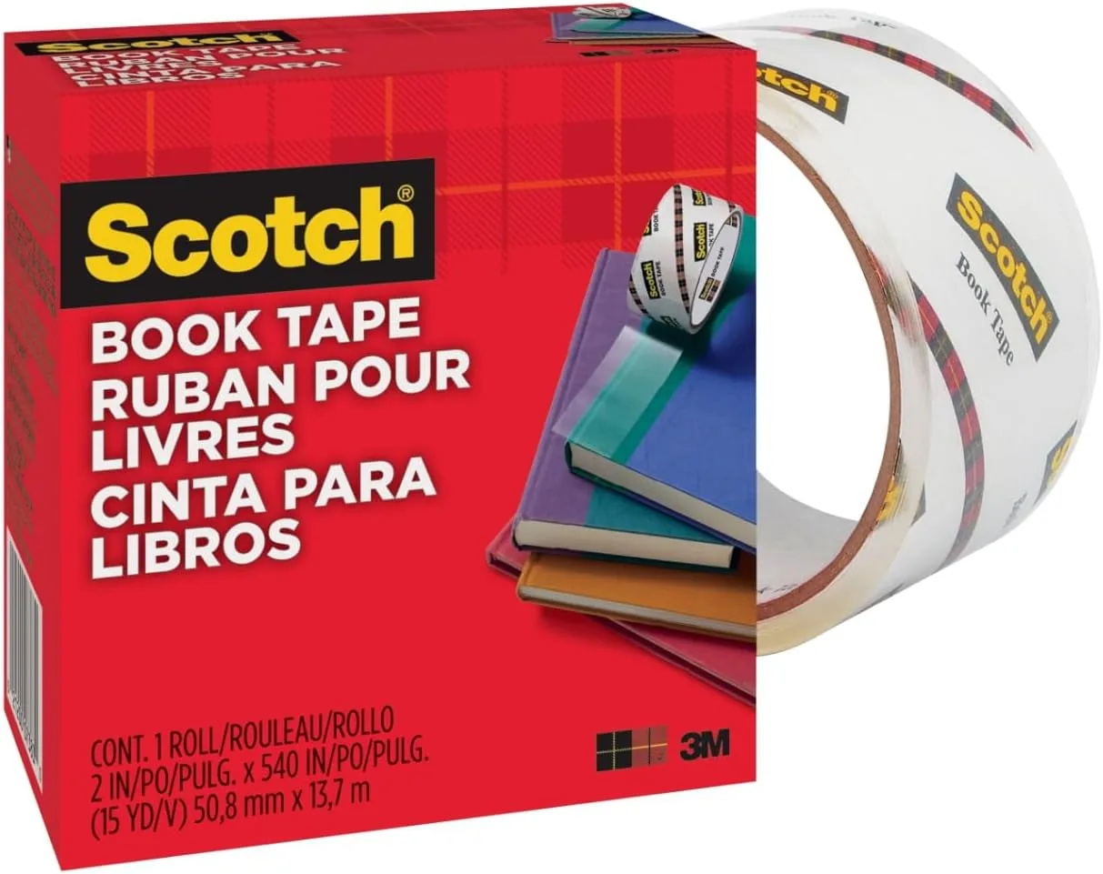 Scotch Book Tape, 2 in x 540 in, Excellent for Repairing, Reinforcing Protecting, and Covering (845)