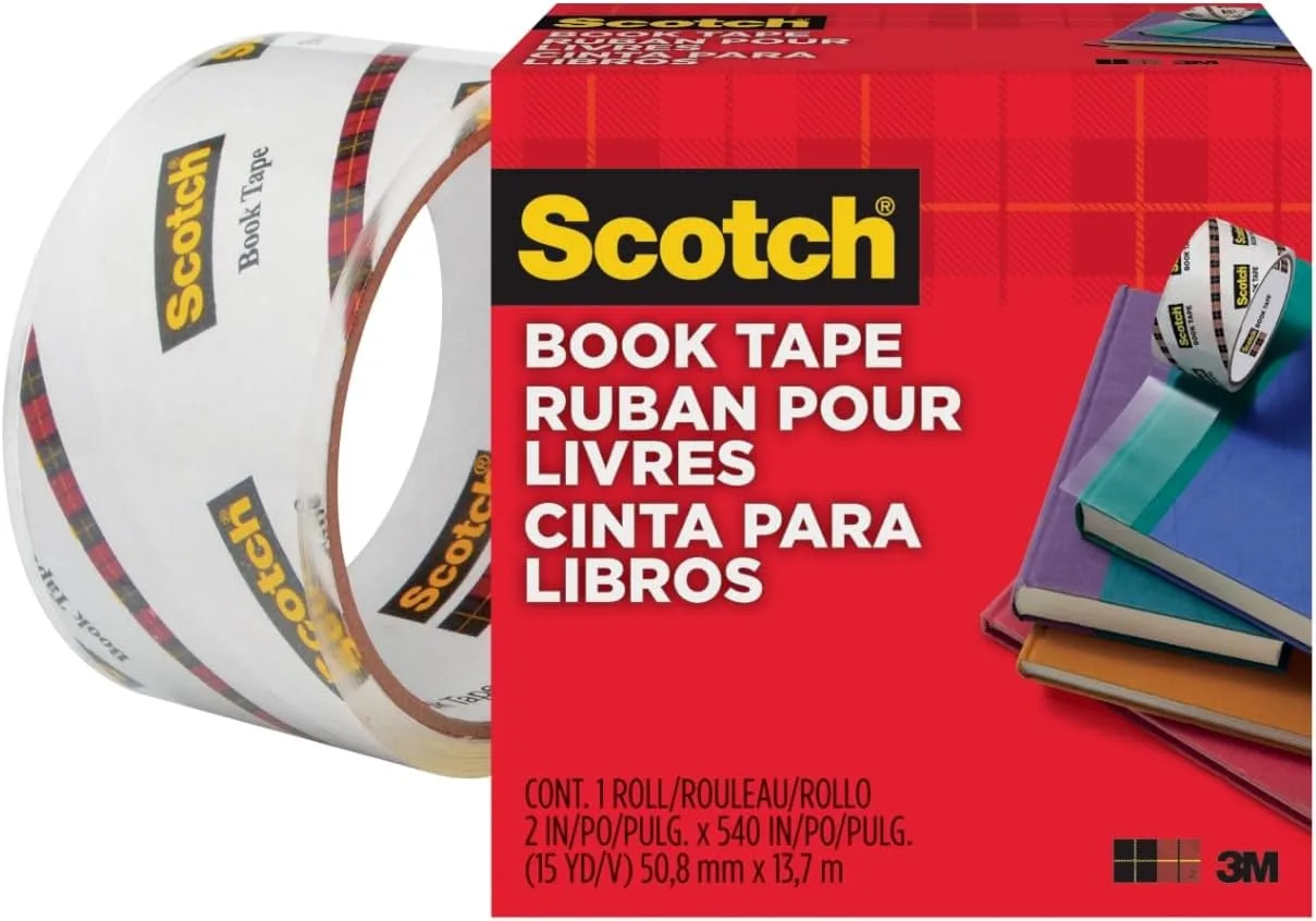 Scotch Book Tape, 2 in x 540 in, Excellent for Repairing, Reinforcing Protecting, and Covering (845)