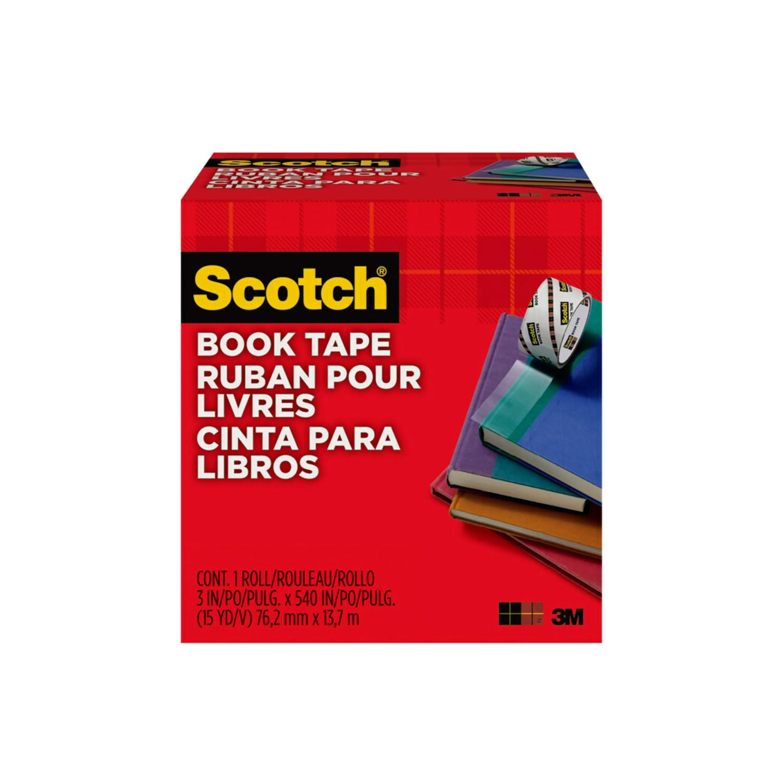 Scotch Book Tape, 3 in x 540 in, Clear (845-300)