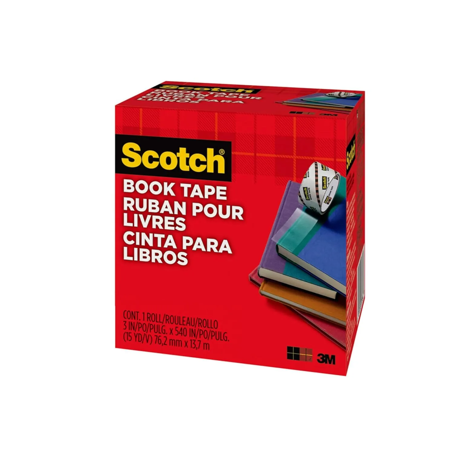 Scotch Book Tape, 3 in x 540 in, Clear (845-300)