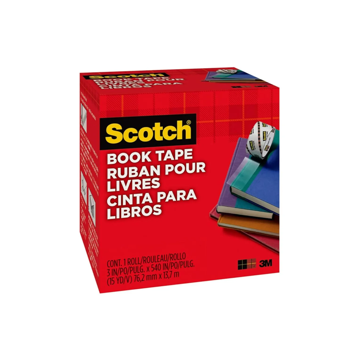 Scotch Book Tape, 3 in x 540 in, Clear (845-300)