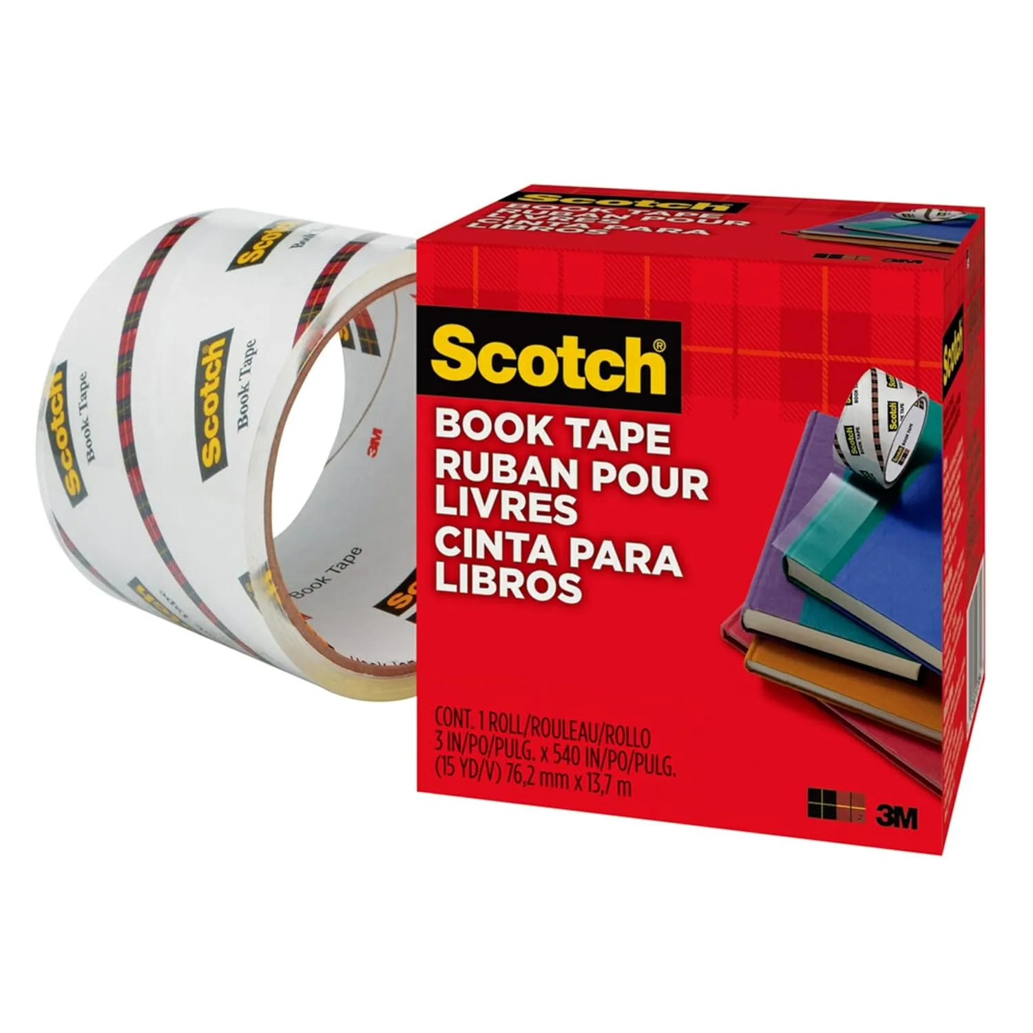 Scotch Book Tape, 3 in x 540 in, Clear (845-300)