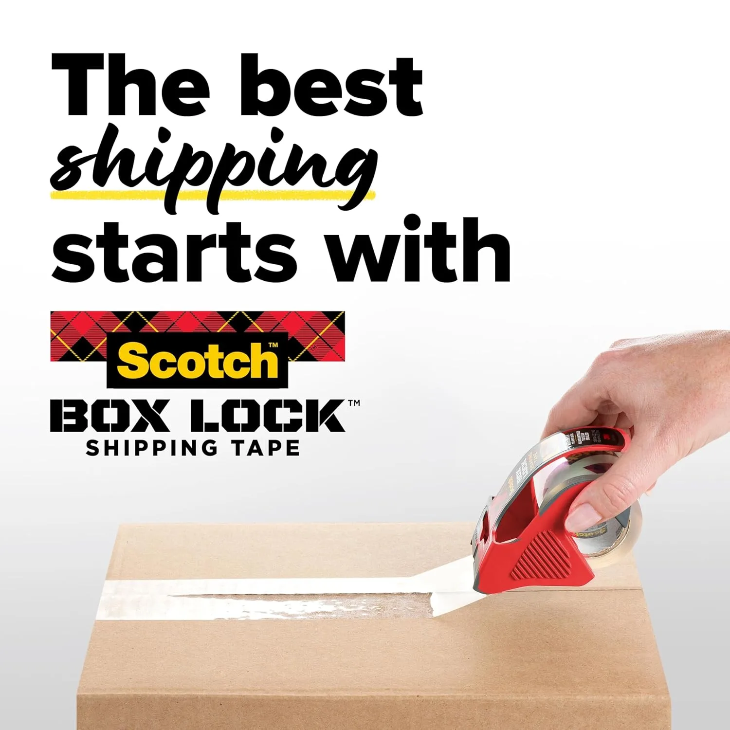 SCOTCH Box Lock Packing Tape with Refillable Dispenser, 1.88 in x 54.6 yd