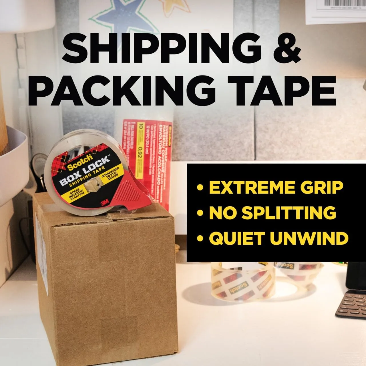 SCOTCH Box Lock Packing Tape with Refillable Dispenser, 1.88 in x 54.6 yd