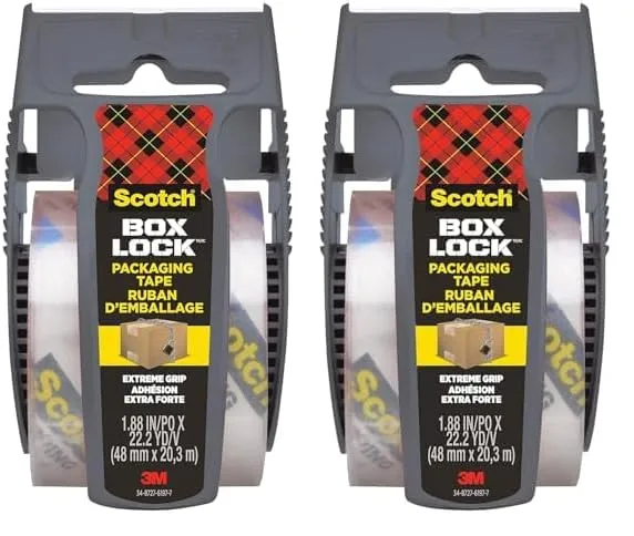 Scotch Box Lock Packaging Tape with Dispenser, 1.88 in x 800 in, Clear (195)