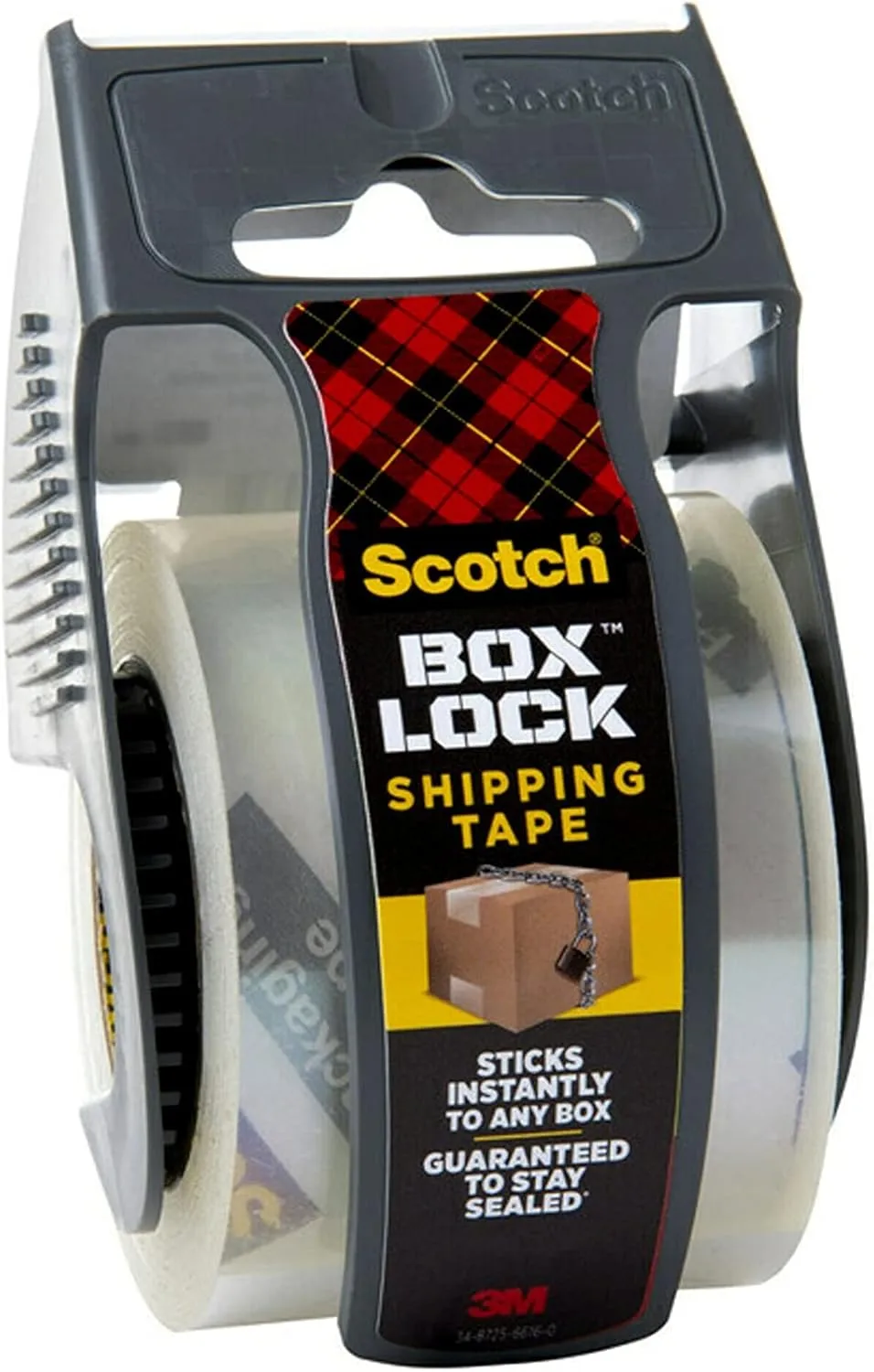 Scotch Box Lock Packaging Tape with Dispenser, 1.88 in x 800 in, Clear (195)