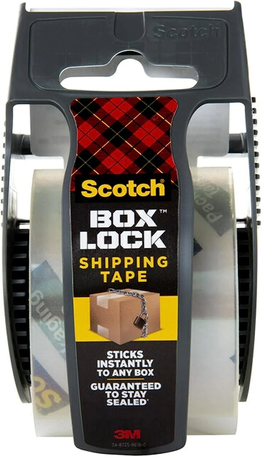 Scotch Box Lock Packaging Tape with Dispenser, 1.88 in x 800 in, Clear (195)