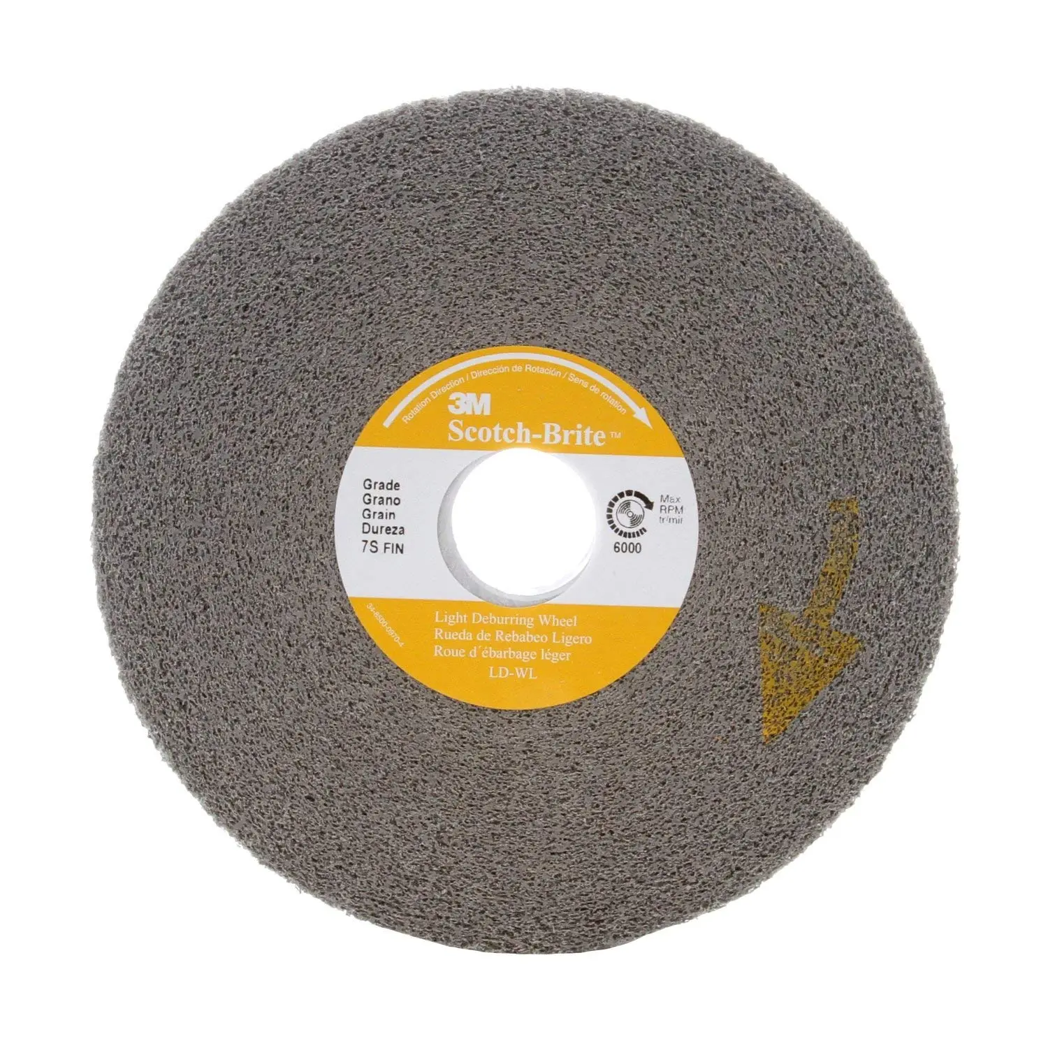Scotch-Brite Light Deburring Wheel, Silicon Carbide, 6" x 1/2", 1" Arbor, 6S Fine (Pack of 4)