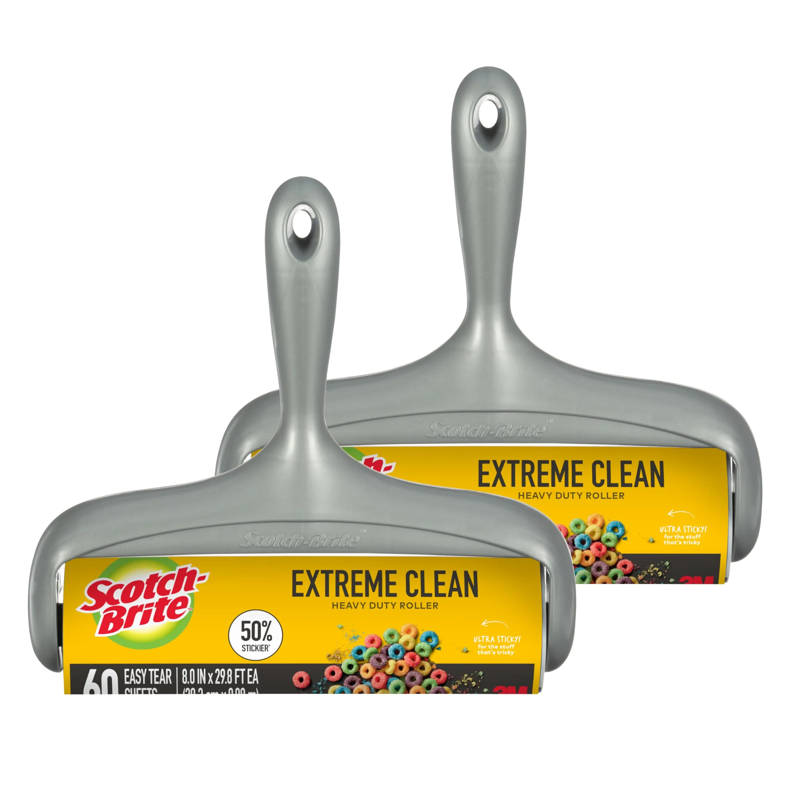 Scotch-Brite 50% Stickier Large Surface Lint Roller, 60 Sheets (Pack of 2)