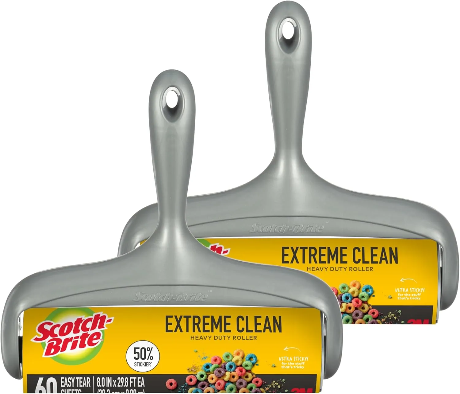 Scotch-Brite 50% Stickier Large Surface Lint Roller, 60 Sheets (Pack of 2)