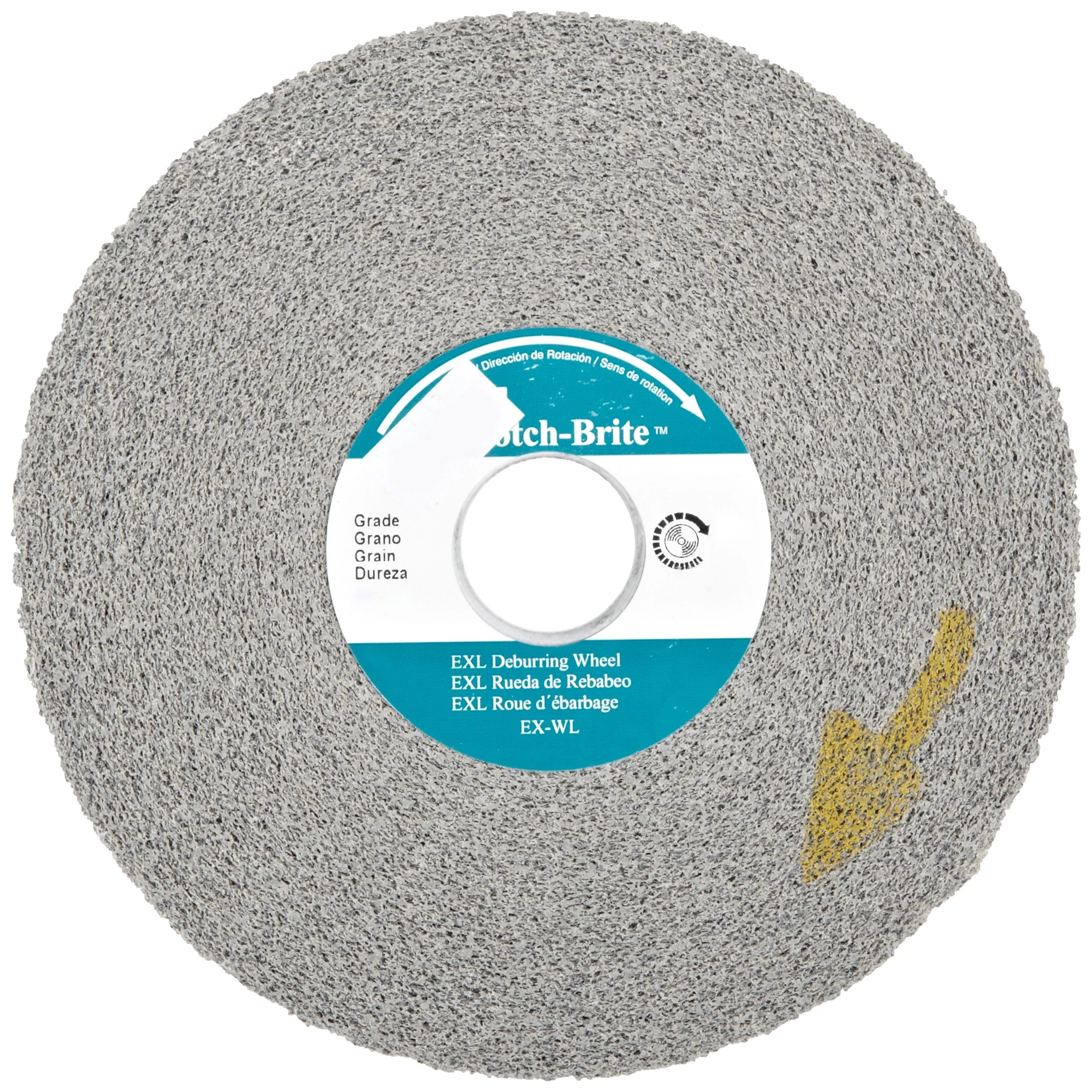 Scotch-Brite(TM) EXL Deburring Wheel, Silicon Carbide, 6000 rpm, 6 Diameter x 1 Width, 1 Arbor, 8S Medium Grit (Pack of 1)