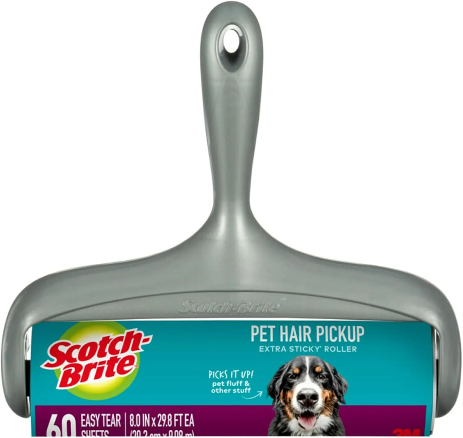 Scotch-Brite Pet Hair Pickup Extra Sticky Large Lint Roller, 1 Pack, 60 Sheets