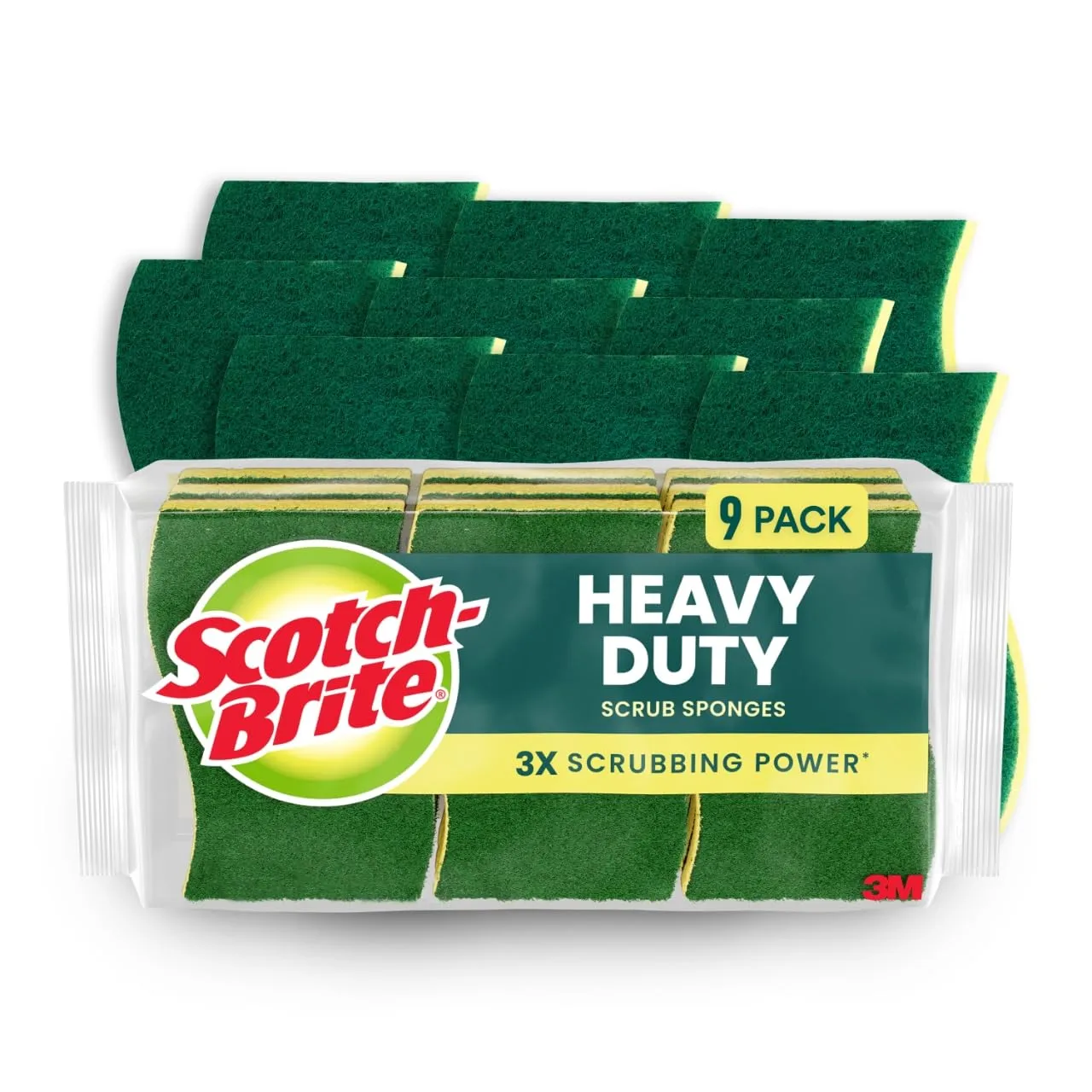 Scotch-Brite Heavy Duty Scrub Sponges, Pack of 9, Multicolor