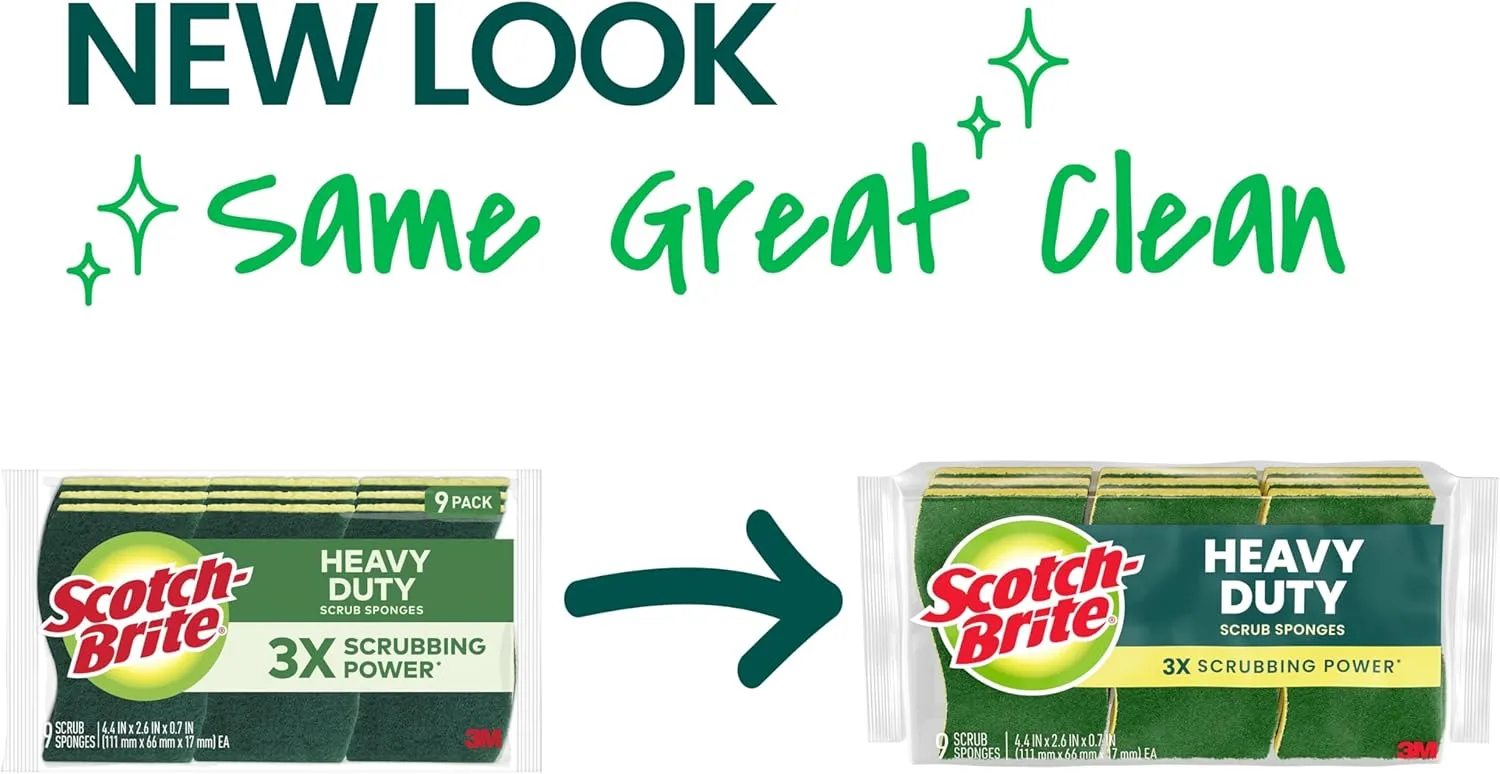 Scotch-Brite Heavy Duty Scrub Sponges, Pack of 9, Multicolor