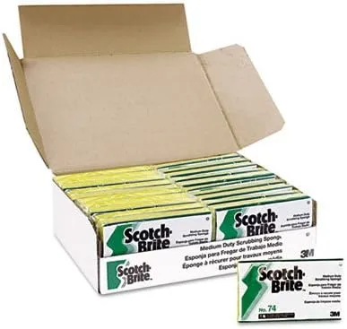 Scotch-Brite Medium Duty Scrubbing Sponge, 20/Carton, Yellow/Green