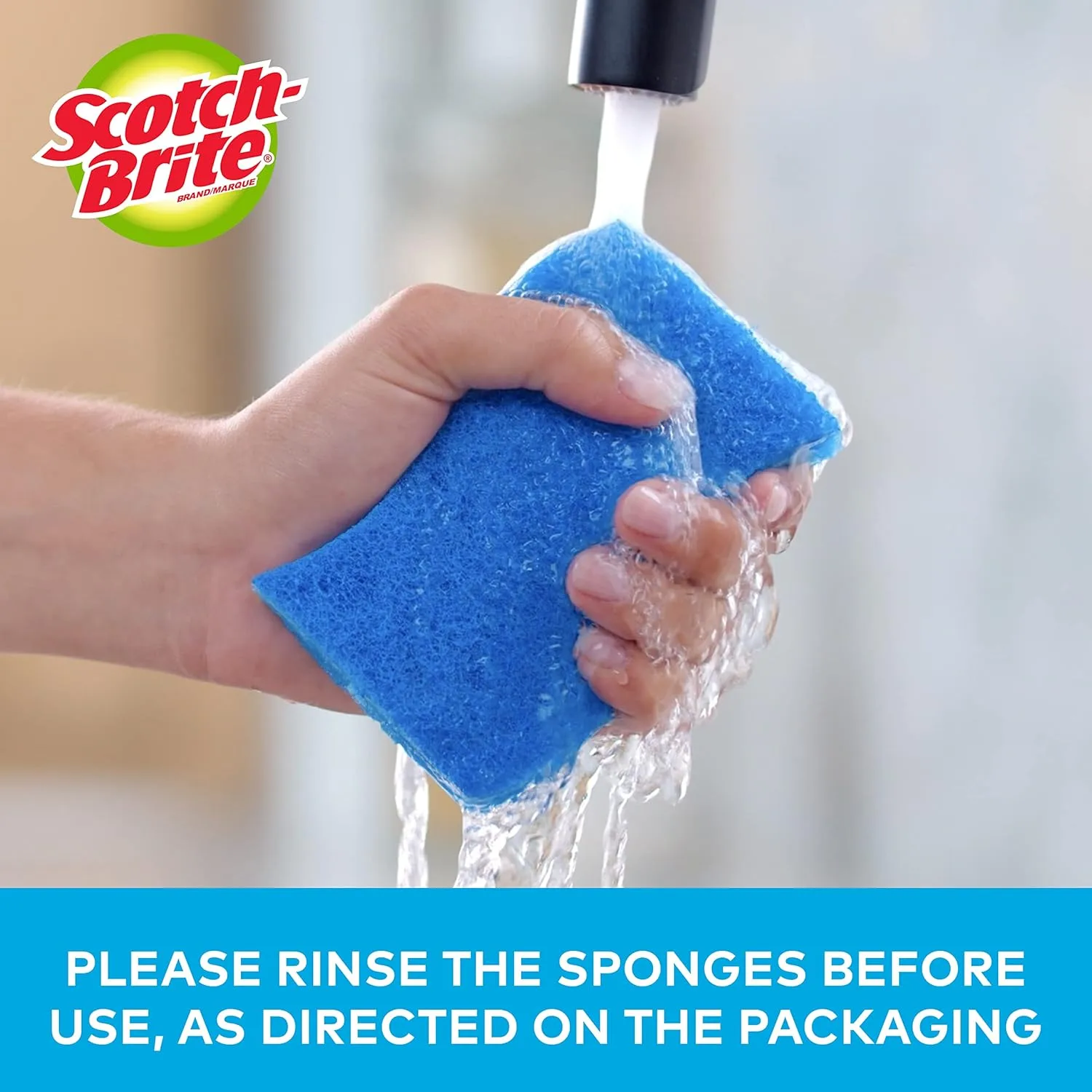 Scotch-Brite No Scratch Scrub Sponges, Blue, 3 Pack (8/Carton) 2.8 x 4.5 x 0.7 in