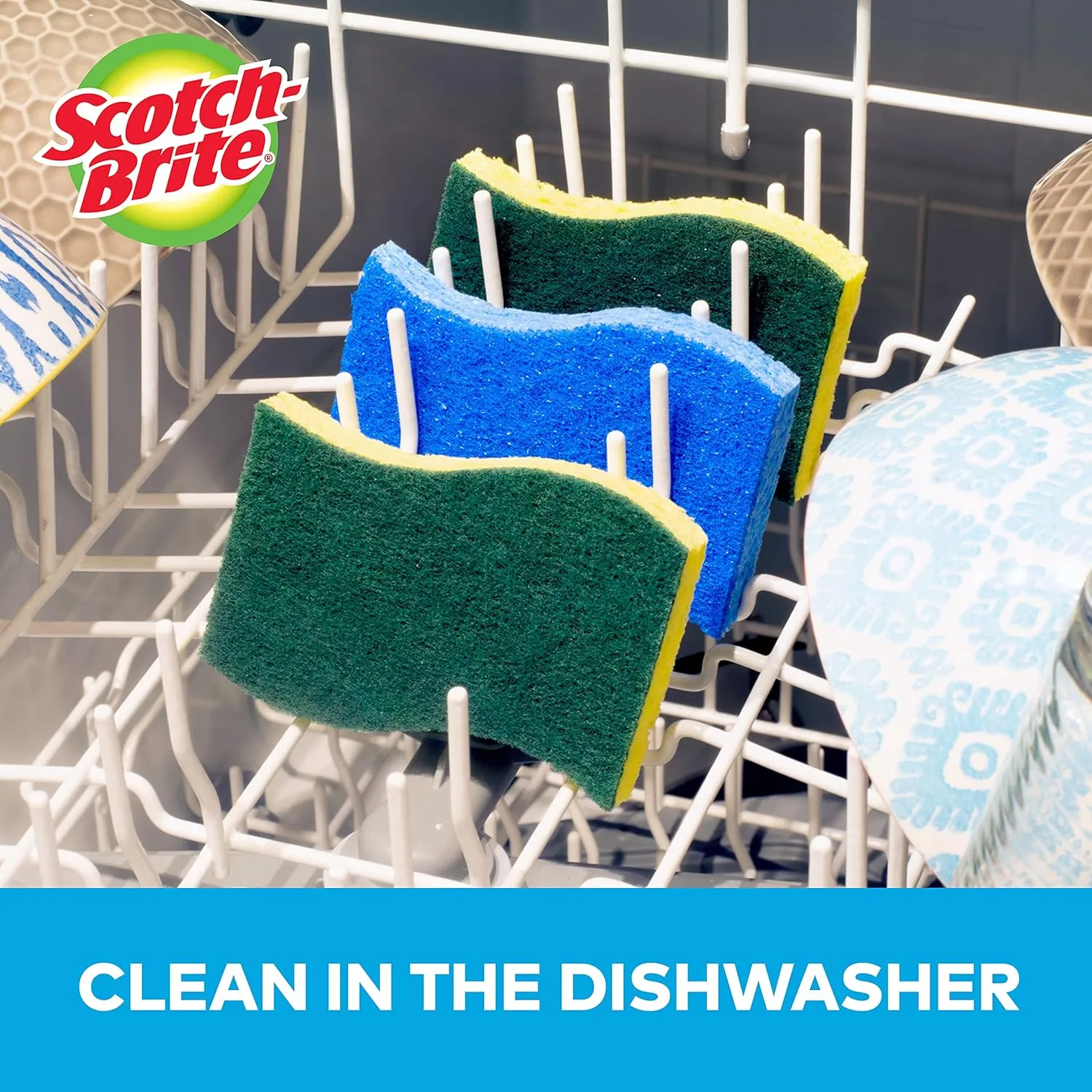 Scotch-Brite No Scratch Scrub Sponges, Blue, 3 Pack (8/Carton) 2.8 x 4.5 x 0.7 in