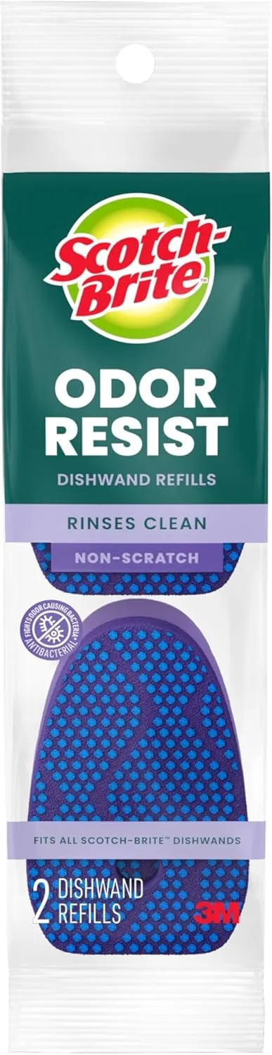 Scotch-Brite Scrub Dots Dishwand Refills, Non-Scratch, Pack of 2 (Light Blue/Dark Blue)